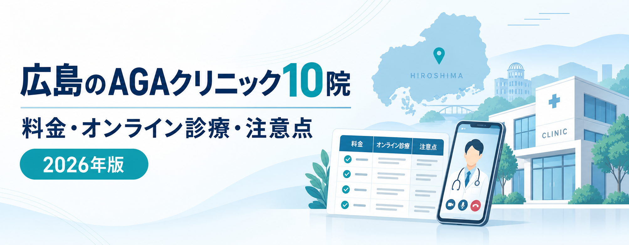 広島のAGAクリニック10院の料金・オンライン診療・注意点を比較