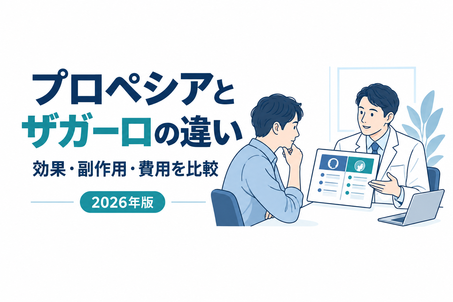 プロペシアとザガーロの効果・副作用・費用の違いを医師に相談するイメージ