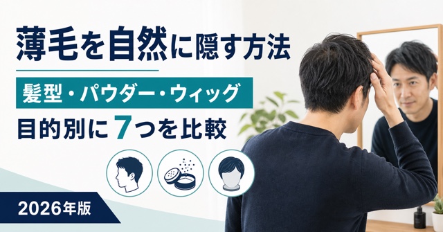 薄毛を自然に隠す髪型・増毛パウダー・ウィッグを比較