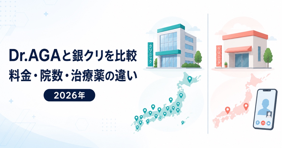 Dr.AGAクリニックと銀座総合美容クリニックの料金・院数・治療薬比較