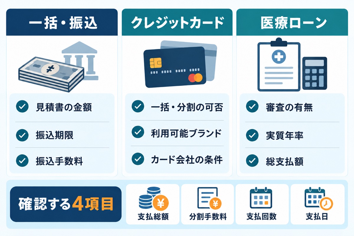 自毛植毛の一括払い・クレジットカード・医療ローンで確認する項目